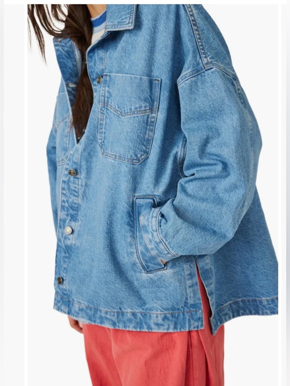 Small We The Free Light Blue Denim Jacket
